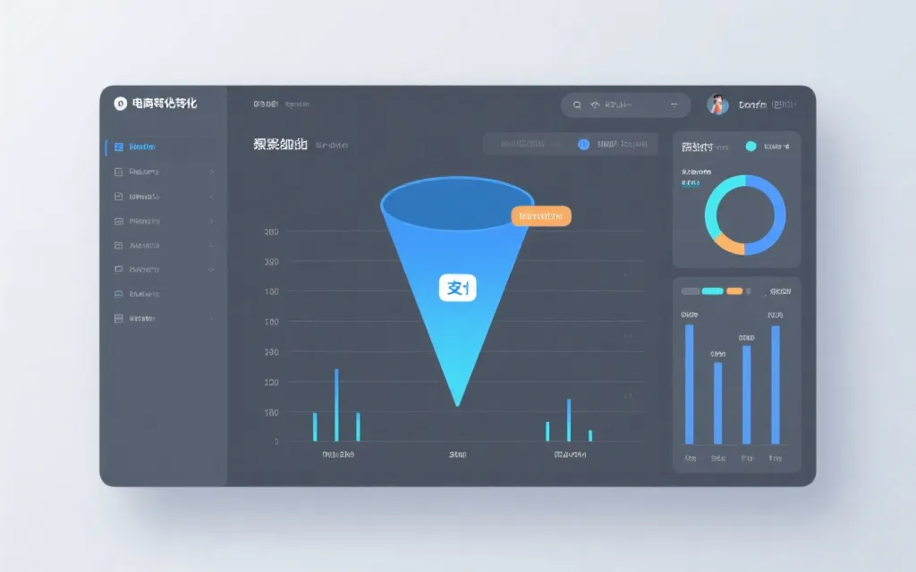 直播转化漏斗与数据指标示意：从曝光到加购到支付的可视化看板